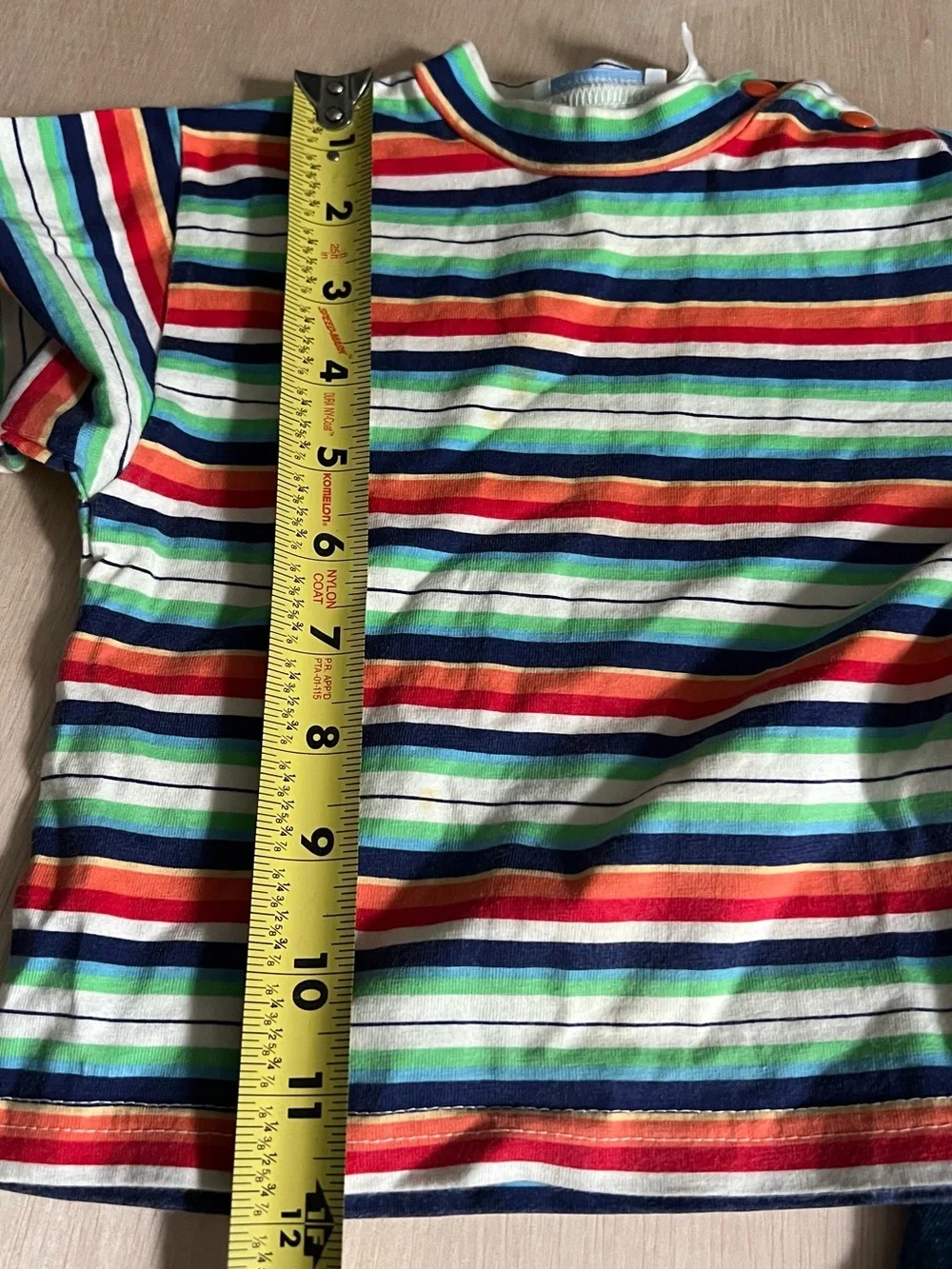 Baby 12-18 Months Multicolor Stripe Tee with Blue Denim Overalls Set